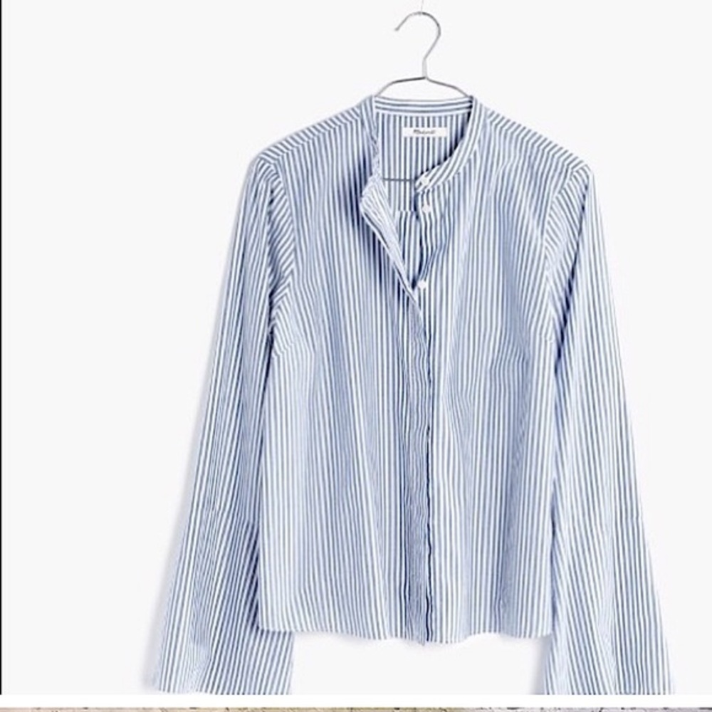 Madewell Striped Bell-sleeve button down Top‎ Style #F9902 size Small